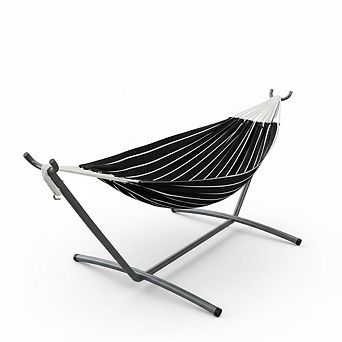 Heavy Duty Cotton Hammock with Steel Stand 2 Person Brazilian-Style, 450lbs Capacity