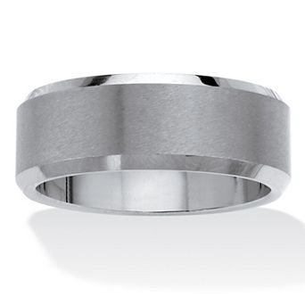 Men's Tungsten Brushed Finish Bevel Edge Wedding Band