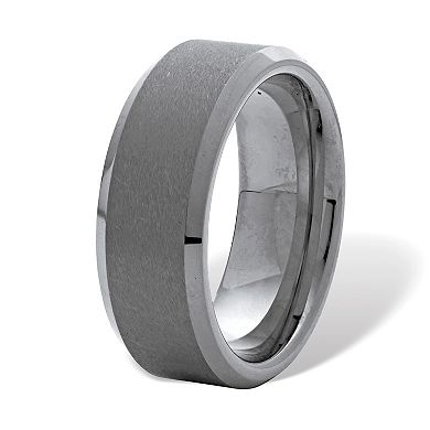 Men's Tungsten Brushed Finish Bevel Edge Wedding Band