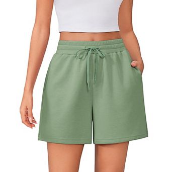 Pinspark Women's Lightweight High Waist Athletic Shorts Running Lounge Shorts with Pockets