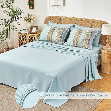 Boho 7pc Comforter & Sheet Set Microfiber Striped All Season