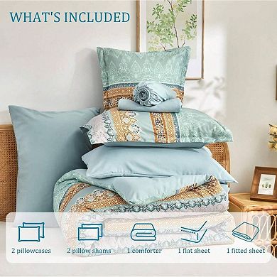 Boho 7pc Comforter & Sheet Set Microfiber Striped All Season