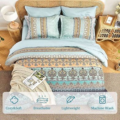 Boho 7pc Comforter & Sheet Set Microfiber Striped All Season