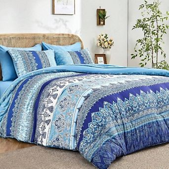 Boho 7 pc Comforter & Sheet Set Microfiber Striped All Season