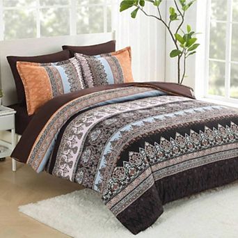 Boho 7 pc Comforter & Sheet Set Microfiber Striped All Season