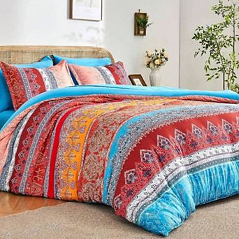 Boho 7 pc Comforter & Sheet Set Microfiber Striped All Season