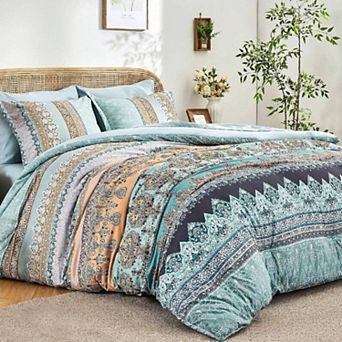 Boho 7 pc Comforter & Sheet Set Microfiber Striped All Season