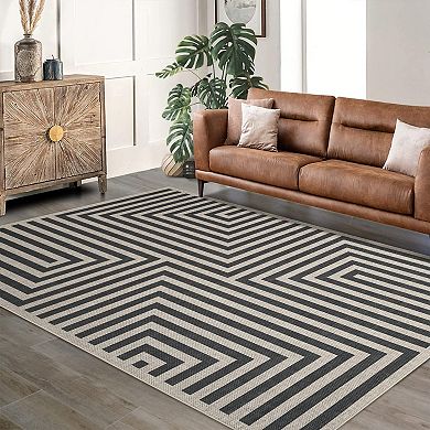 Easy-Care Jute-Look Rug Versatile Indoor/Outdoor Carpet with Grip Backing