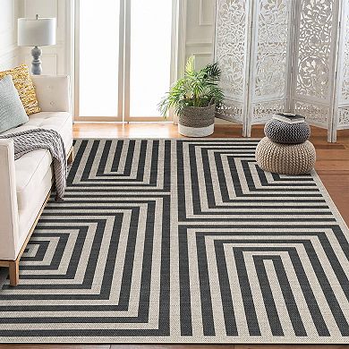 Easy-Care Jute-Look Rug Versatile Indoor/Outdoor Carpet with Grip Backing