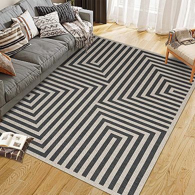 Easy-Care Jute-Look Rug Versatile Indoor/Outdoor Carpet with Grip Backing