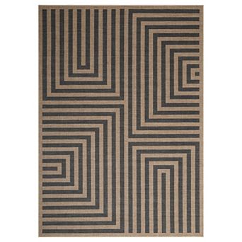 Easy-Care Jute-Look Rug Versatile Indoor/Outdoor Carpet with Grip Backing