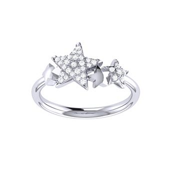 Dazzling Star Cluster Sterling Silver Diamond Ring