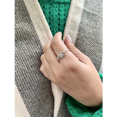 Dazzling Star Cluster Sterling Silver Diamond Ring