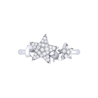Dazzling Star Cluster Sterling Silver Diamond Ring