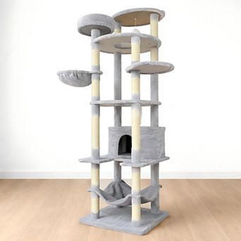 Heybly 78.8 in Cat Tree Tower with Large Condo, Big Hammock, Top Platform, 12 Sisal Scratching Posts