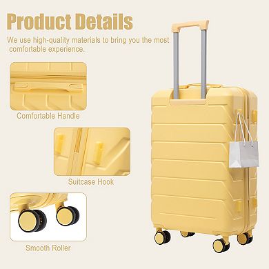 KWPZQEB 28 Inch Silent Wheels Checked Luggage with ABS Hard Shell & Compartmental Design