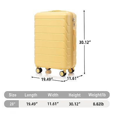 KWPZQEB 28 Inch Silent Wheels Checked Luggage with ABS Hard Shell & Compartmental Design