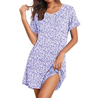 Ekouaer Women's Nightgowns Short Sleeve Nightshirt Soft Night Gown Ladies Nightdress Comfy Pajama