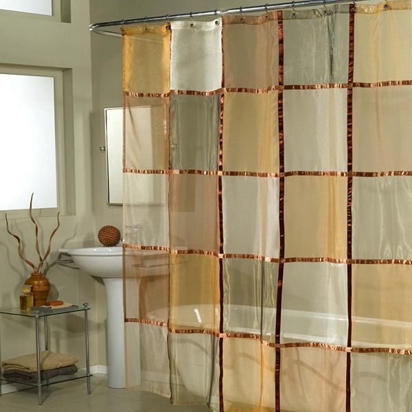 Excell Mosaic Checker Fabric Shower Curtain, Excell Shower Curtain Rod