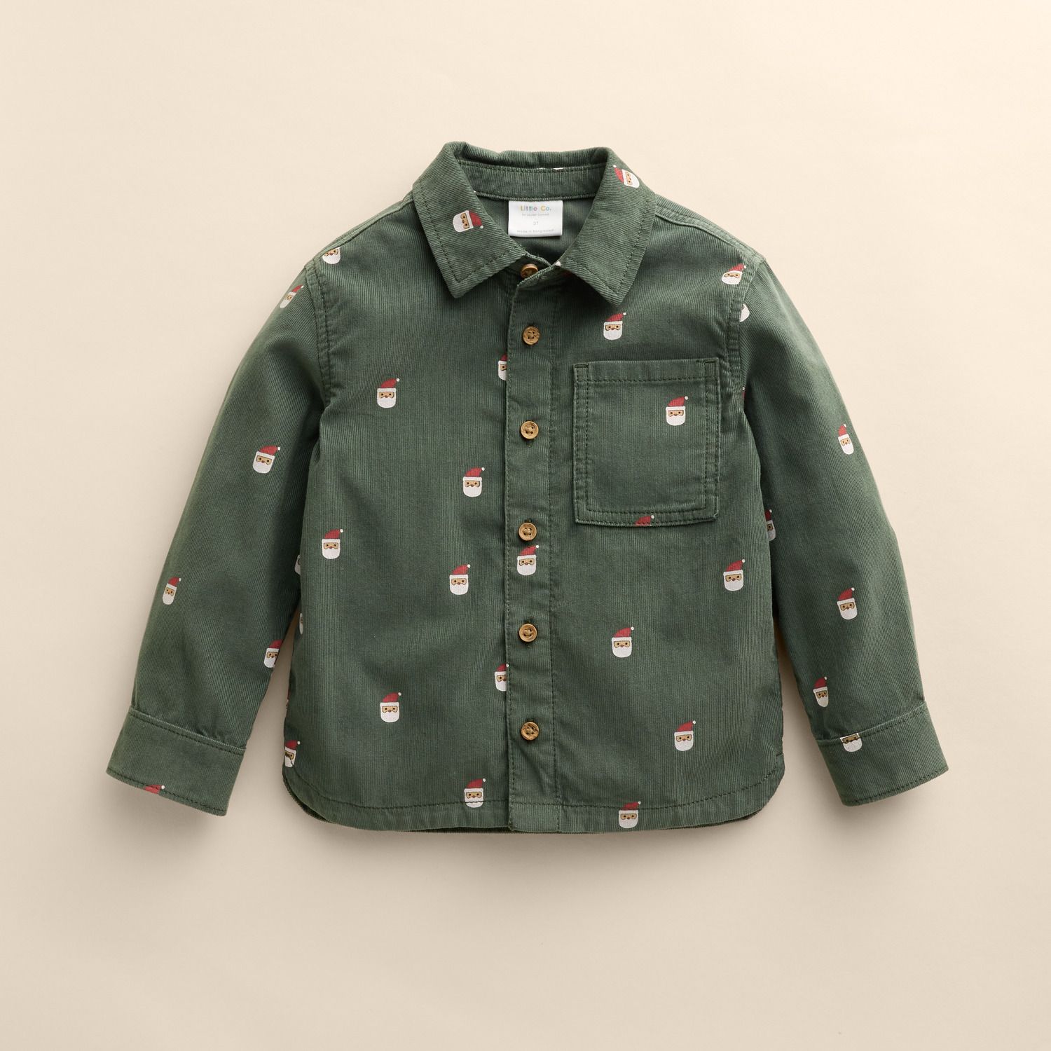 Рубашка Little Co. by Lauren Conrad Organic Button-Down Overshirt для мальчиков, цвет: Зелёный с принтом