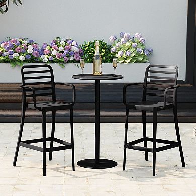 2-Person Adjustable Round Bar Table with Stackable Bar Stools Dining Set