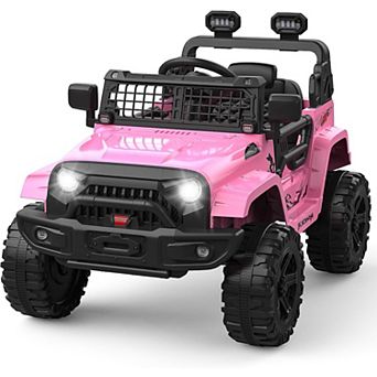 Kids Ride On Truck, 12V Remote Control Electric Car, LED Lights & Bluetooth