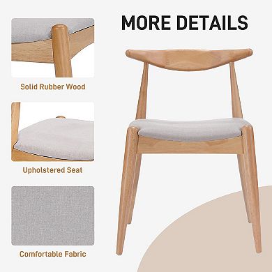 KWPZQEB Rubberwood Rustic Dining Chair Set of 2, Kitchen Chair with Comfort Cushions & Backrest