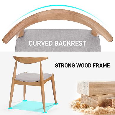 KWPZQEB Rubberwood Rustic Dining Chair Set of 2, Kitchen Chair with Comfort Cushions & Backrest