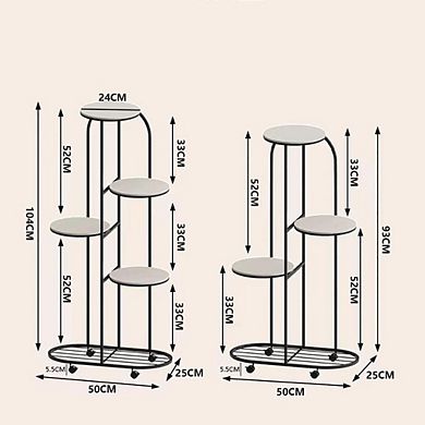 Metal Multiple Flower Pot Holder Shelf w/Wheels-Indoor/Outdoor Planter Display Unit for Patio
