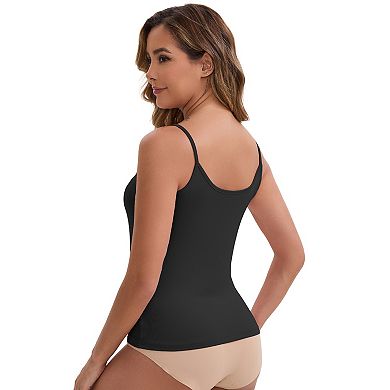 2 Packs Women's V Neck Spaghetti Straps Camisole Lightweight Unpadded Loose Fit Solid Basic Tank Top