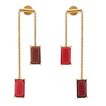 Gold-plated Kandi Earrings with Purple Amethyst and Pink Topaz by Dhwani Bansal