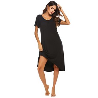 Ekouaer Nightgowns Womens Short Sleeve Sleepwear Comfy Loungewear Plus Size Night Shirt
