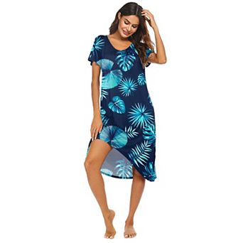 Ekouaer Nightgowns Womens Short Sleeve Sleepwear Comfy Loungewear Plus Size Night Shirt