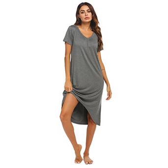 Ekouaer Nightgowns Womens Short Sleeve Sleepwear Comfy Loungewear Plus Size Night Shirt