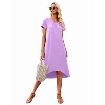 Ekouaer Nightgowns Womens Short Sleeve Sleepwear Comfy Loungewear Plus Size Night Shirt