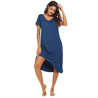 Ekouaer Nightgowns Womens Short Sleeve Sleepwear Comfy Loungewear Plus Size Night Shirt