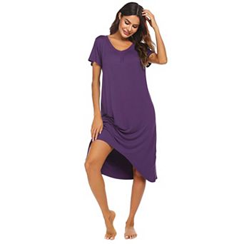 Ekouaer Nightgowns Womens Short Sleeve Sleepwear Comfy Loungewear Plus Size Night Shirt