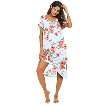 Ekouaer Nightgowns Womens Short Sleeve Sleepwear Comfy Loungewear Plus Size Night Shirt