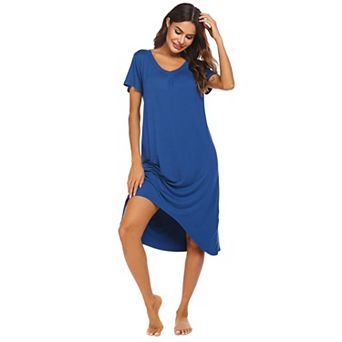 Ekouaer Nightgowns Womens Short Sleeve Sleepwear Comfy Loungewear Plus Size Night Shirt
