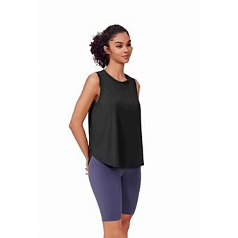 PINSPARK Women's Sun Protection Workout Tank Top Ice Silk Sleeveless Yoga Shirt with Side Slits