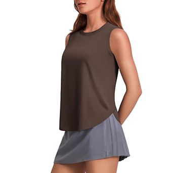 PINSPARK Women's Sun Protection Workout Tank Top Ice Silk Sleeveless Yoga Shirt with Side Slits