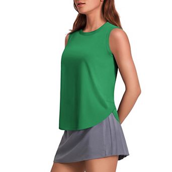 PINSPARK Women's Sun Protection Workout Tank Top Ice Silk Sleeveless Yoga Shirt with Side Slits