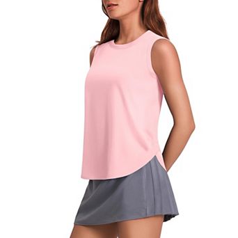 PINSPARK Women's Sun Protection Workout Tank Top Ice Silk Sleeveless Yoga Shirt with Side Slits