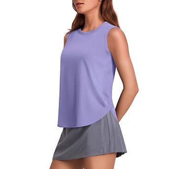 PINSPARK Women's Sun Protection Workout Tank Top Ice Silk Sleeveless Yoga Shirt with Side Slits