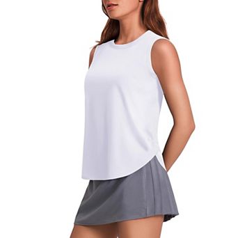 PINSPARK Women's Sun Protection Workout Tank Top Ice Silk Sleeveless Yoga Shirt with Side Slits