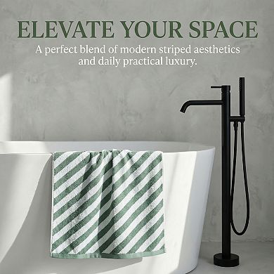 1 Pack Striped Pure Cotton Bath Towel, Absorbent and Quick Dry Bathroom Towel for Gym 55" x 28"