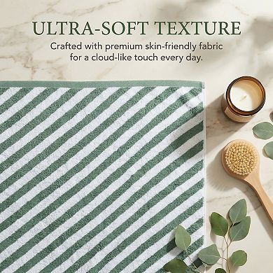1 Pack Striped Pure Cotton Bath Towel, Absorbent and Quick Dry Bathroom Towel for Gym 55" x 28"