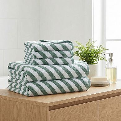 1 Pack Striped Pure Cotton Bath Towel, Absorbent and Quick Dry Bathroom Towel for Gym 55" x 28"