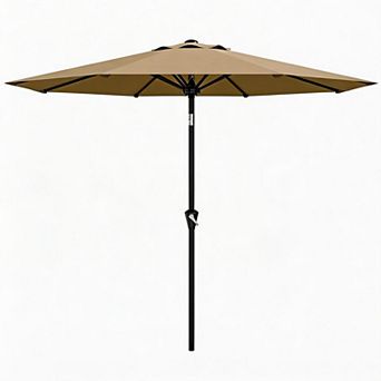 Patio Umbrella, Outdoor Table Umbrella with Smooth Crank Lift, Push Button Tilt, 8 Sturdy Ribs