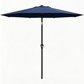 Patio Umbrella, Outdoor Table Umbrella with Smooth Crank Lift, Push Button Tilt, 8 Sturdy Ribs